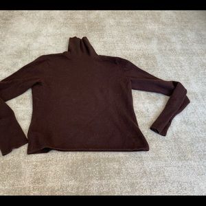 WHITE AND WARREN BROWN CASHMERE BLEND T NECK SZ M